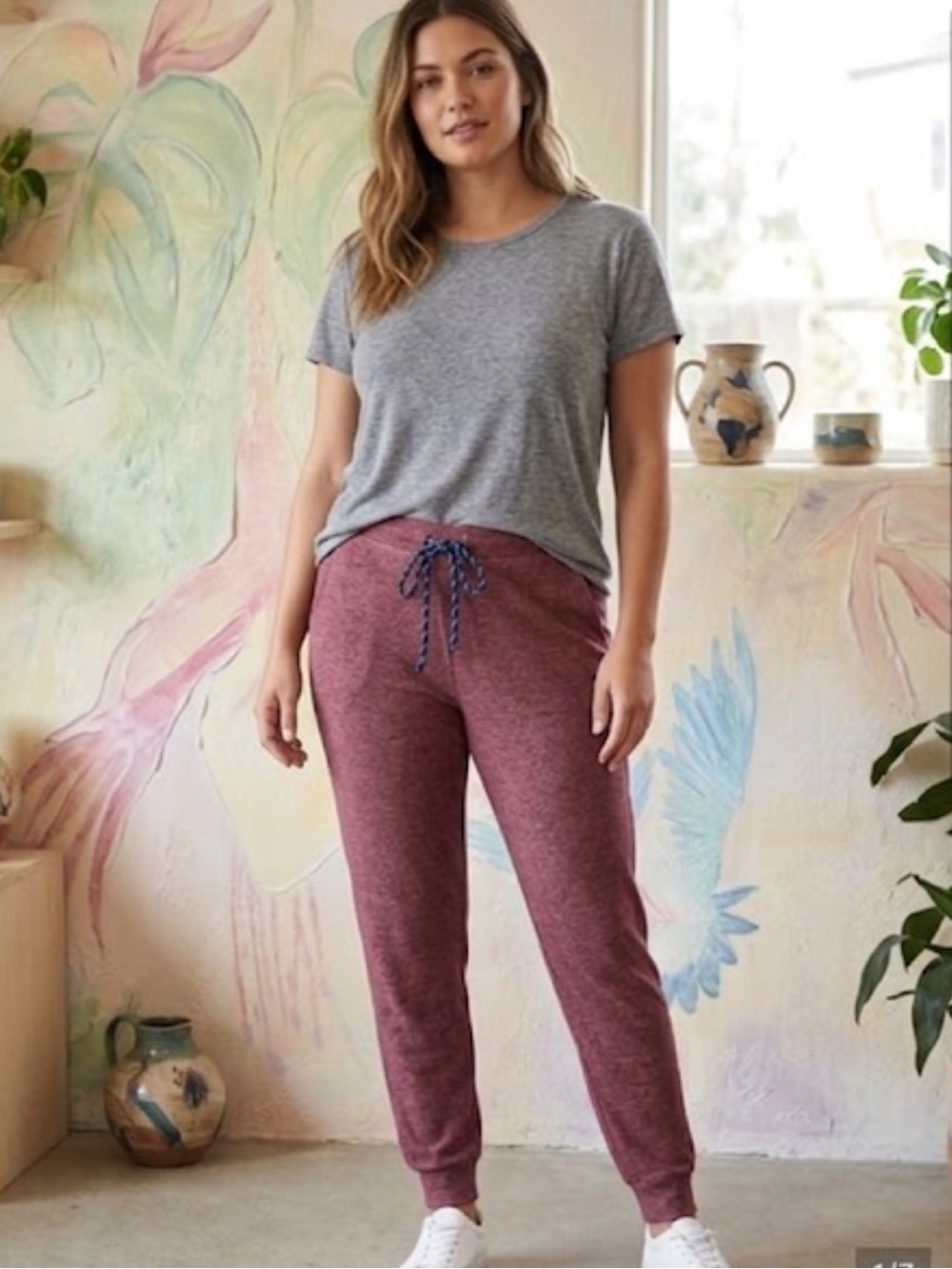 Sundry  Burgundy Drawstring Knit Joggers Excellent condition sz 2equals Medium